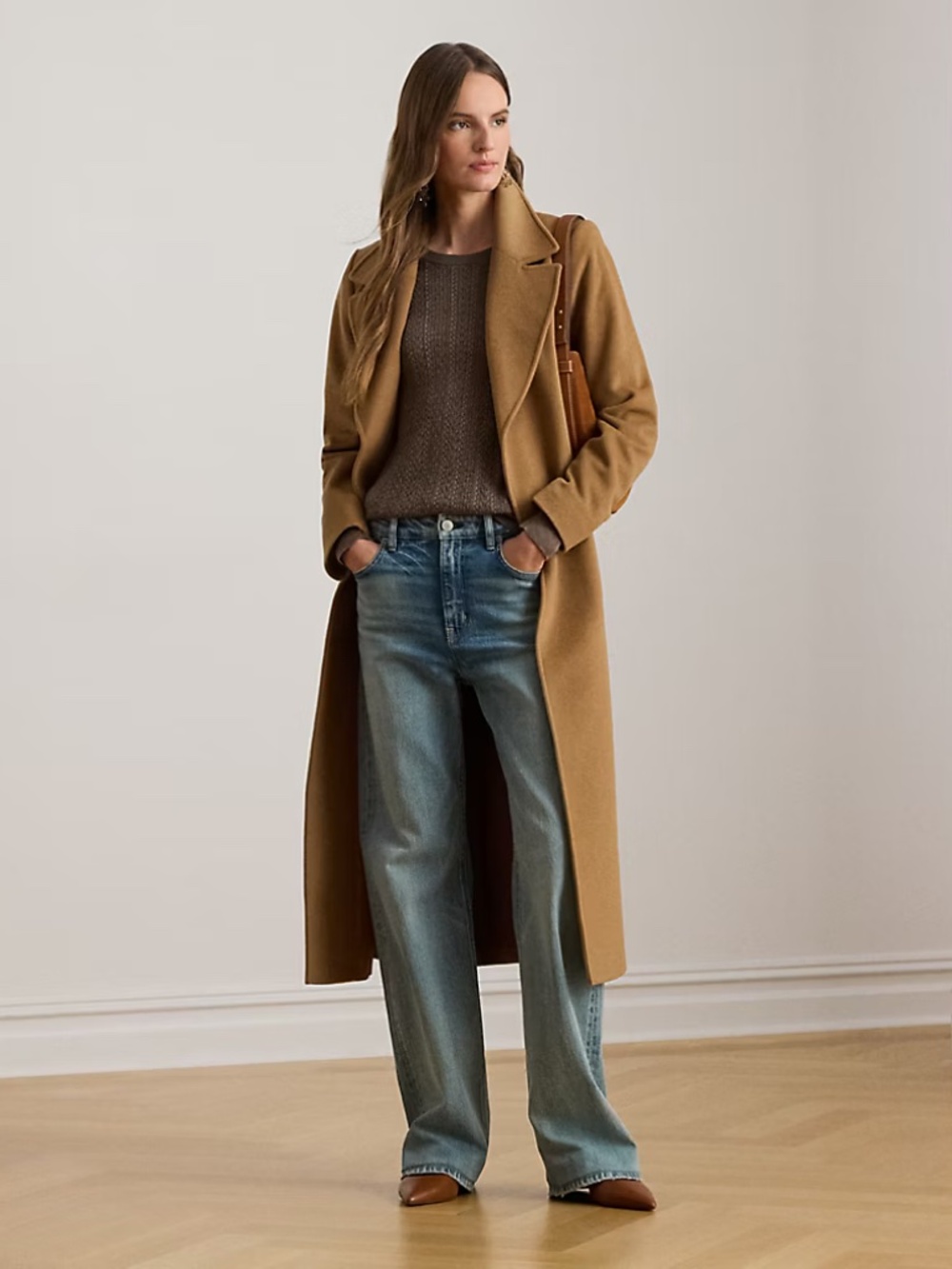 Lauren by Ralph Lauren Belted Wool & Cashmere Blend Wrap Coat Size 6P Camel